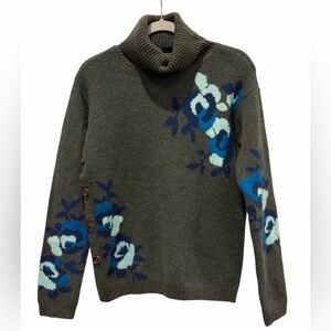 St. John's Bay Forest Green Moody Cottage Granola Sweater (XS) Floral Cabincore